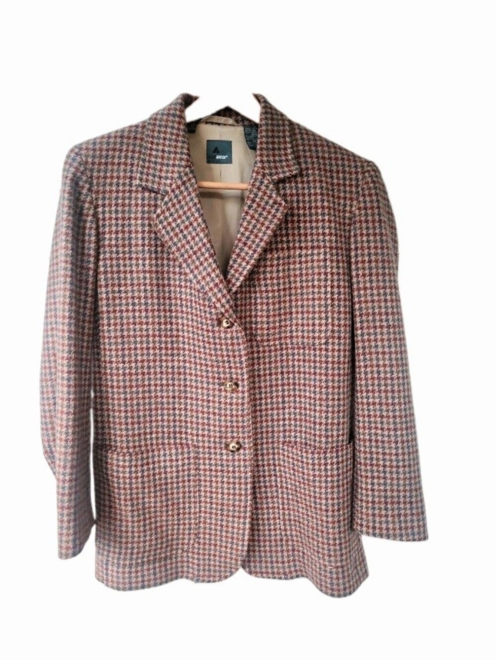 Vintage Lizwear Wool Houndstooth Preppy Blazer Size 8 M ~ Classic Chic